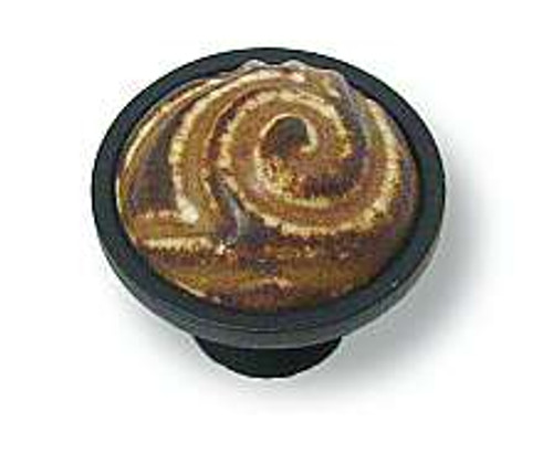 Umber and Cream Swirl Ceramic Knob with Flat Black Base
K35-P3544