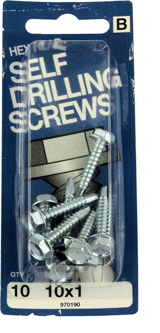 (12 Pack) 10 x 1" Hex Head Self Drilling Screws - 10 Pack
