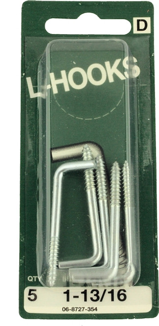 (12 Pack) 1-13/16" L-Hooks - 5 Pack