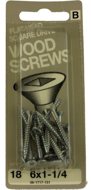 (12 Pack) 18 Pack 6 x 1 1/4" Wood Screw Flat Head Square Drive