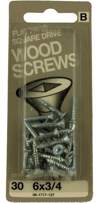 (12 Pack) 30-Pack 6 x 3/4" Flat Head Wood Screw SQ Drive