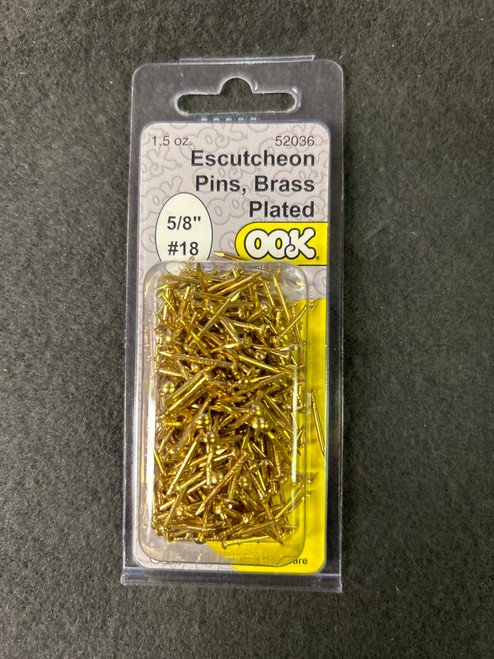 (12 Pack) 5/8" #18 Escutcheon Pins Brass Plated 1.5 oz package (535140)