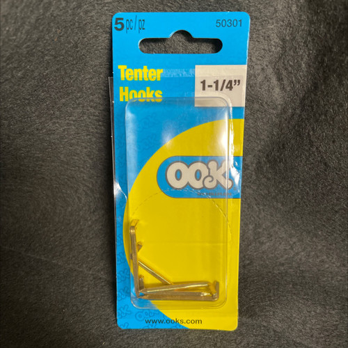 (12 Pack) Case Lot (100) 1-1/4" Tenter Hooks (5-pcs) Brass Plated