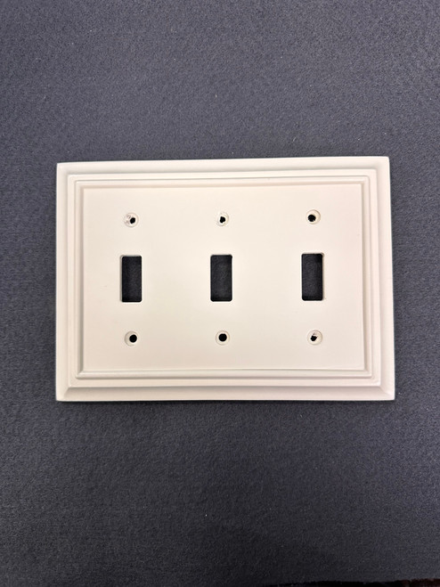 (12 Pack) Wood Architectural Triple Toggle Light Almond Wall Plate