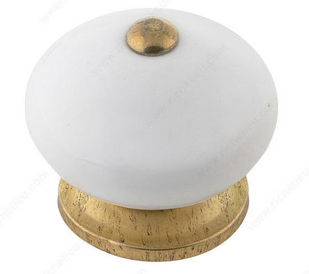 Eclectic Ceramic Knob - 6334 - Cream, Metallic Gold