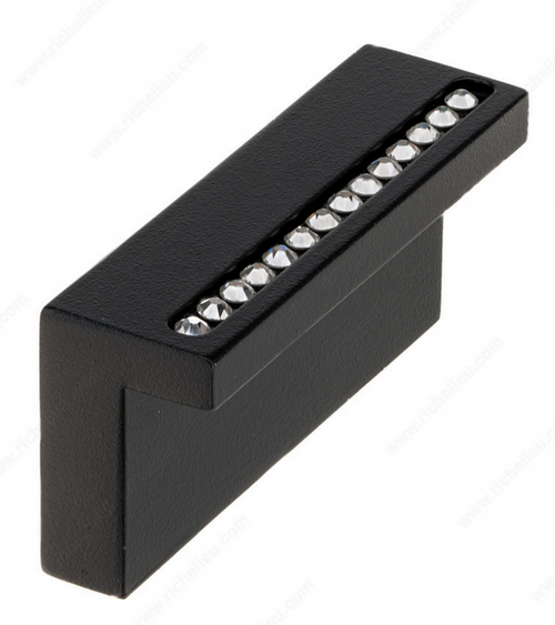 Richelieu Modern Aluminum and Swarovski Crystal Pull - 2790 - Clear, Matte Black - 32 mm