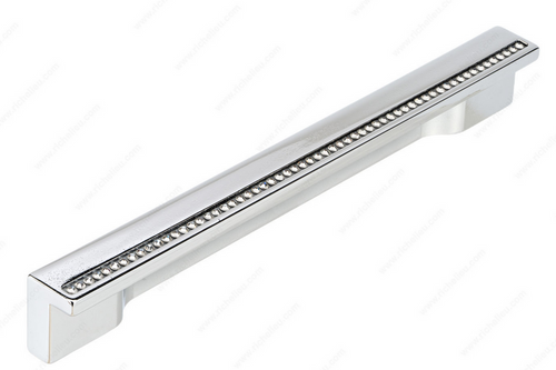 Richelieu Modern Aluminum and Swarovski Crystal Pull - 2790 - Clear, Chrome - 160 mm