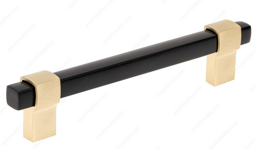 Richelieu Modern Metal Pull - 8715 - Brushed Brass, Black - 128 mm