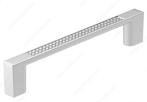 Richelieu Modern Metal and Crystal Pull - 3535 - Crystal, Chrome - 96 mm