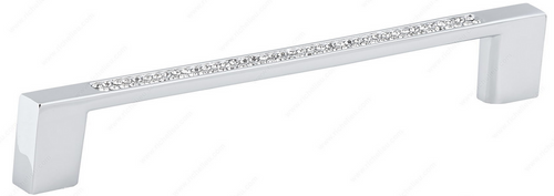 Richelieu Modern Metal and Crystal Pull - 3535 - Crystal, Chrome - 128 mm