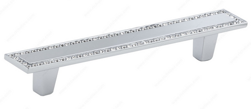 Richelieu Modern Metal and Crystal Pull - 3737 - Crystal, Chrome - 96 mm