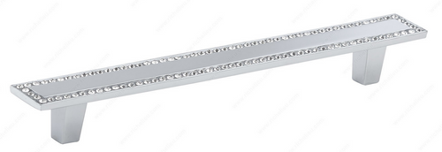 Richelieu Modern Metal and Crystal Pull - 3737 - Crystal, Chrome - 128 mm