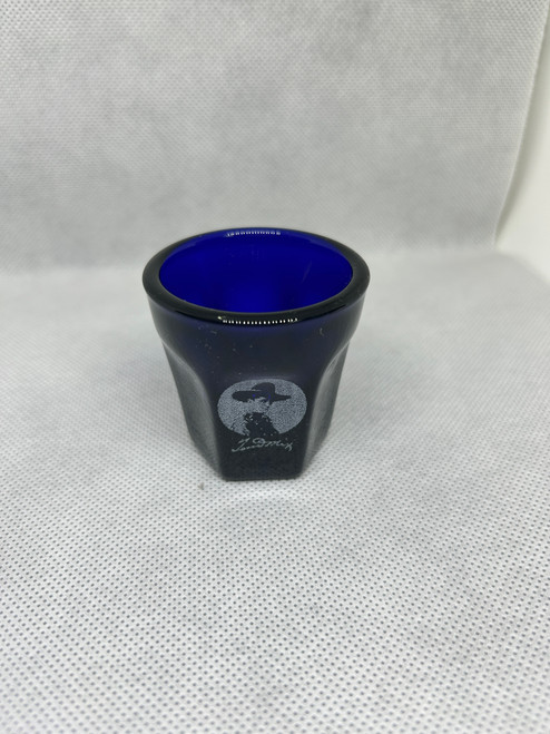 Tom Mix Shot Glass Cobalt