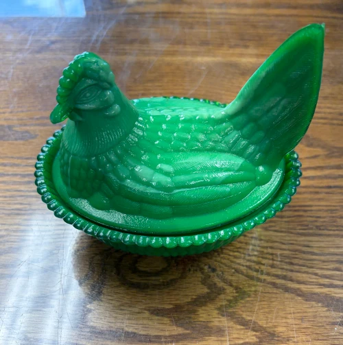Dave's Green Hen on Nest