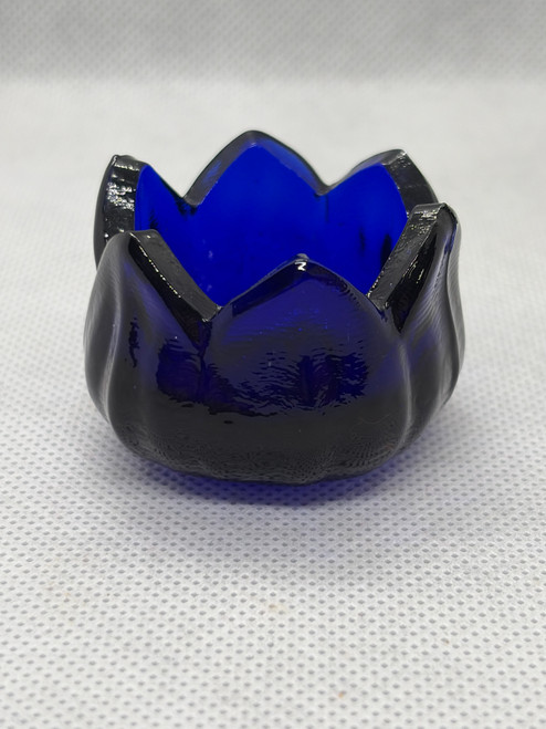 Lotus Flower Glass Salt Dip Cobalt