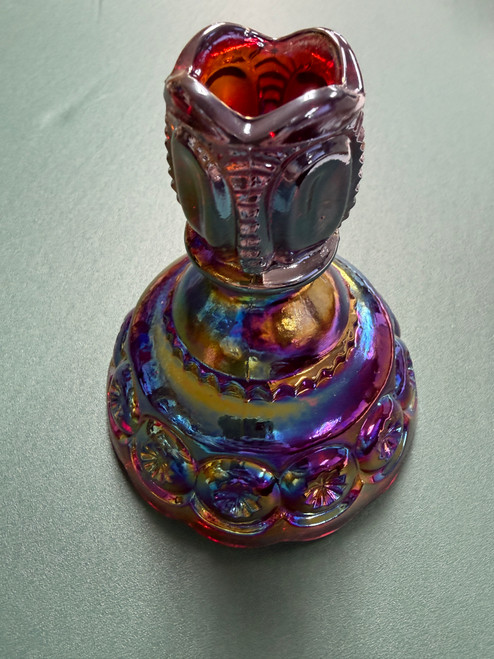 L.E. Smith Glass Pair of  Ruby Red Carnival Candlestick holder