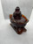 Santa on Sleigh Candy Dish Amberina Glass