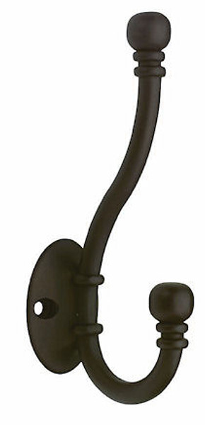 Ball End Two Prong Coat Hook 5 1/8" - Dark Oil Rubbed Bronze P2669-OB