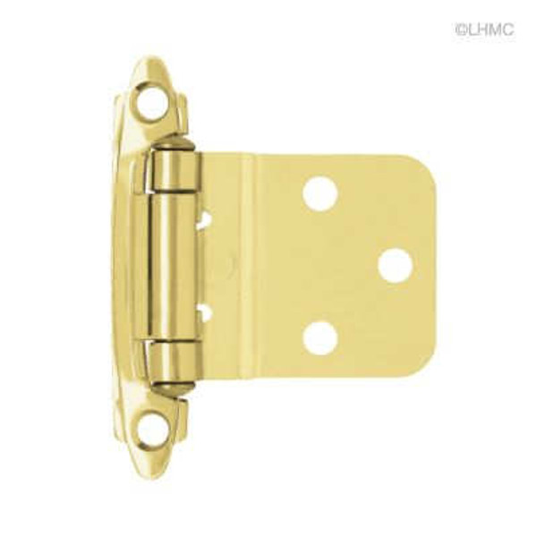 Single 3/8" Offset Self Closing Hinge - Bumpers - Screws -Brass Plated