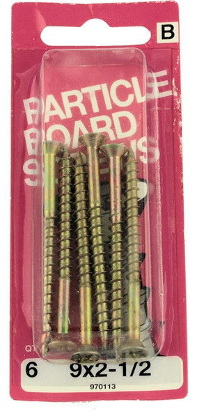 9 x 2-1/2" Particle Board Screws - 6 Pack