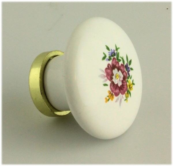 Floral Ceramic Knob with Brass Backplate
K35-P2586BPWF