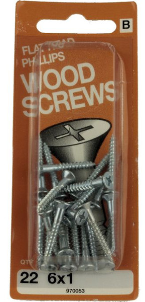 #6 X 1" Flat Head Phillips Wood Screws 22-Pak H-970053