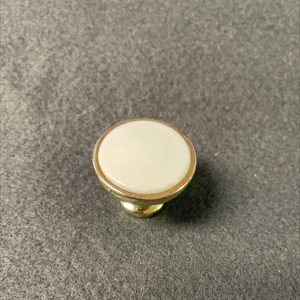 (12-Pack) 1-1/4" White Plastic Insert Knob Polished Brass