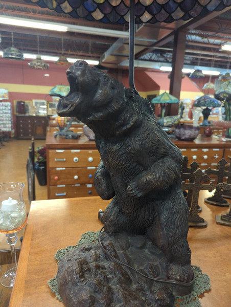 Bronze Bear Statue & Lamp