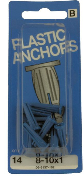 (5 Pack) 8-10 X 1 inch Plastic Wall Anchor 14-Pak H-06-8137-162