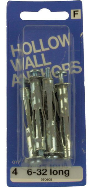 (5 Pack) 6-32 Long Hollow Wall Anchors 4-Pak H-970605