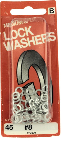 (5 Pack) #8 Medium/Split Lock Washers - 45 Pack H-970330