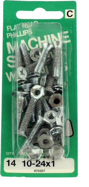 (5 Pack) 10-24 x 1 Flat Head Machine Screws w/ Nuts