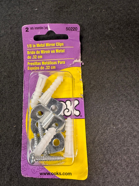 (5 Pack) 1/8 inch Metal Mirror Clips (2-sets)