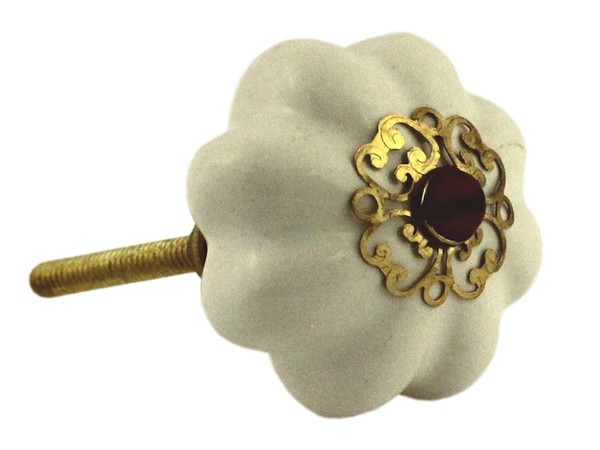 White Ceramic Knob with Faux Ruby
DL-WTBRGLD-001