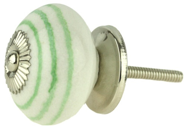 White with Green Stripes Ceramic Knob
DL-WTGRS-001