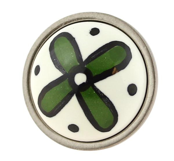 Green Flower Knob with Satin Nickel Base
LQ-PBF355-G-10154