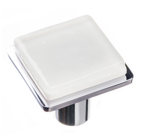 Sietto Geometric square white on square polished chrome knob