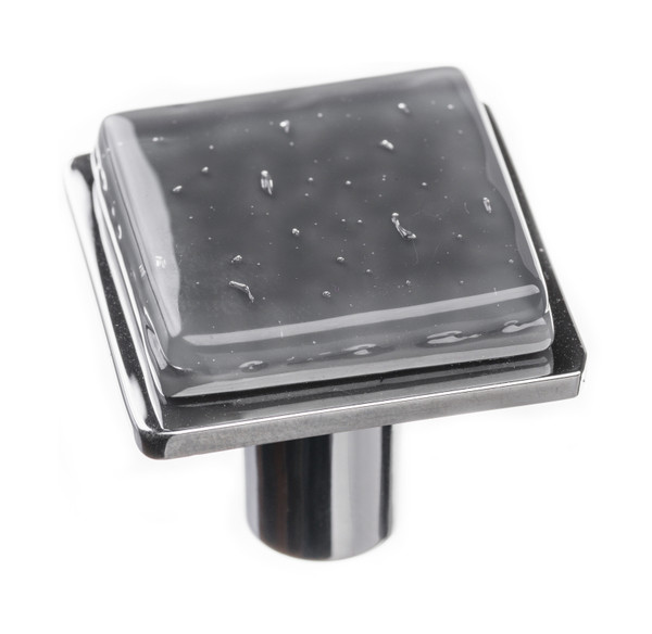 Sietto Geometric square slate gray on square polished chrome knob