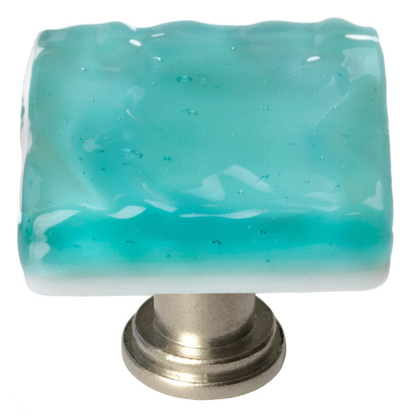 Sietto Glacier aqua knob with satin nickel base