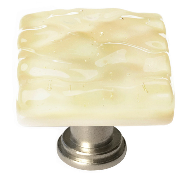 Sietto Glacier pale yellow knob with satin nickel base