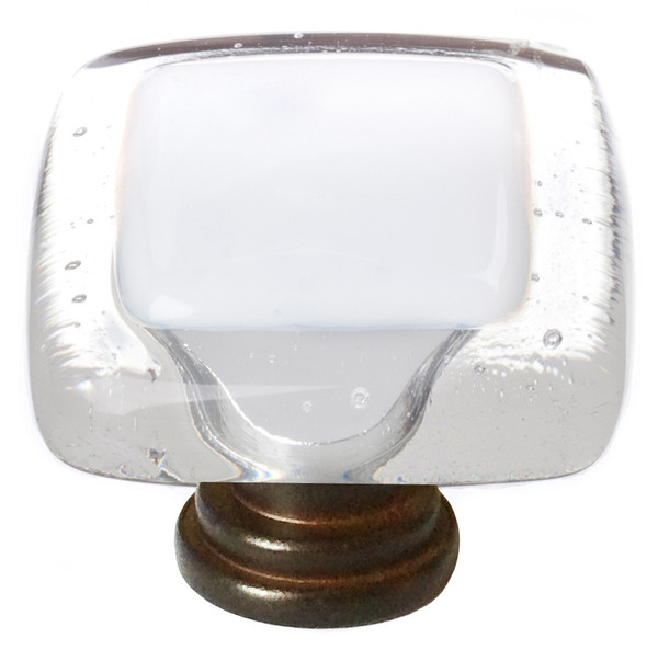 Sietto Reflective white knob with oil rubbed bronze base