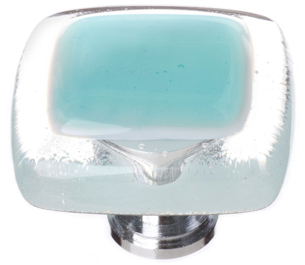 Sietto Reflective aqua knob with polished chrome base