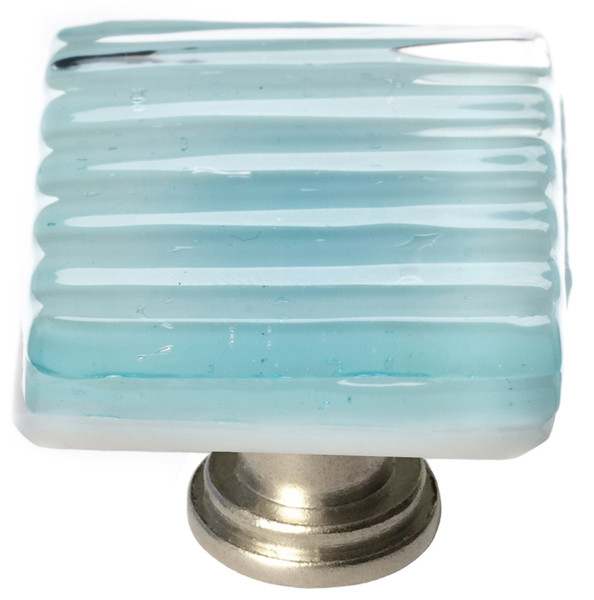 Sietto Reed light aqua knob with satin nickel base