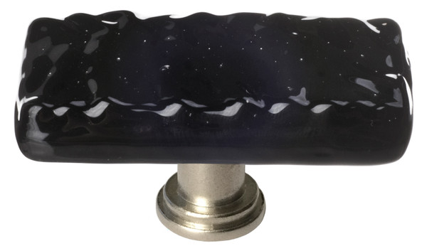 Sietto Glacier black long knob with satin nickel base