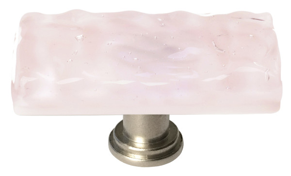 Sietto Glacier rose long knob with satin nickel base