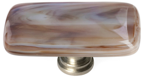 Sietto Cirrus white with brown long knob with satin nickel base