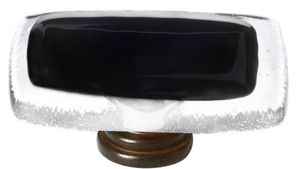 Sietto Reflective black long knob with oil rubbed bronze base