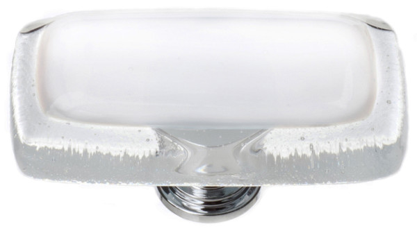 Sietto Reflective white long knob with polished chrome base