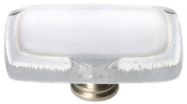Sietto Reflective white long knob with satin nickel base