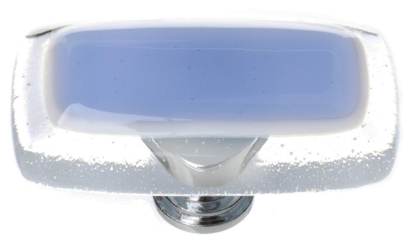 Sietto Reflective sky blue long knob with polished chrome base
